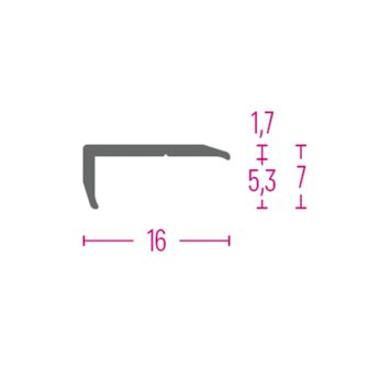 PROFIL STOP 16x7 MM 270 CM SREBRN