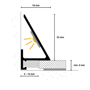 PROFIL ZAKLJUČNI SLED16X5 ALU BLACK C35