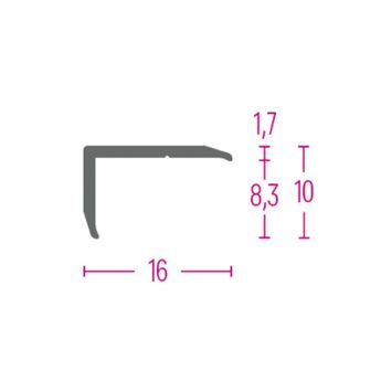 PROFIL STOP 16x10 MM 270 CM SREBRN